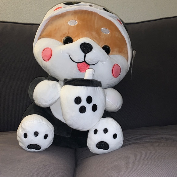 Dashing Nova Large Shiba Bobba Sipping Plush Pillow - 55cm  NwT - Picture 7 of 14